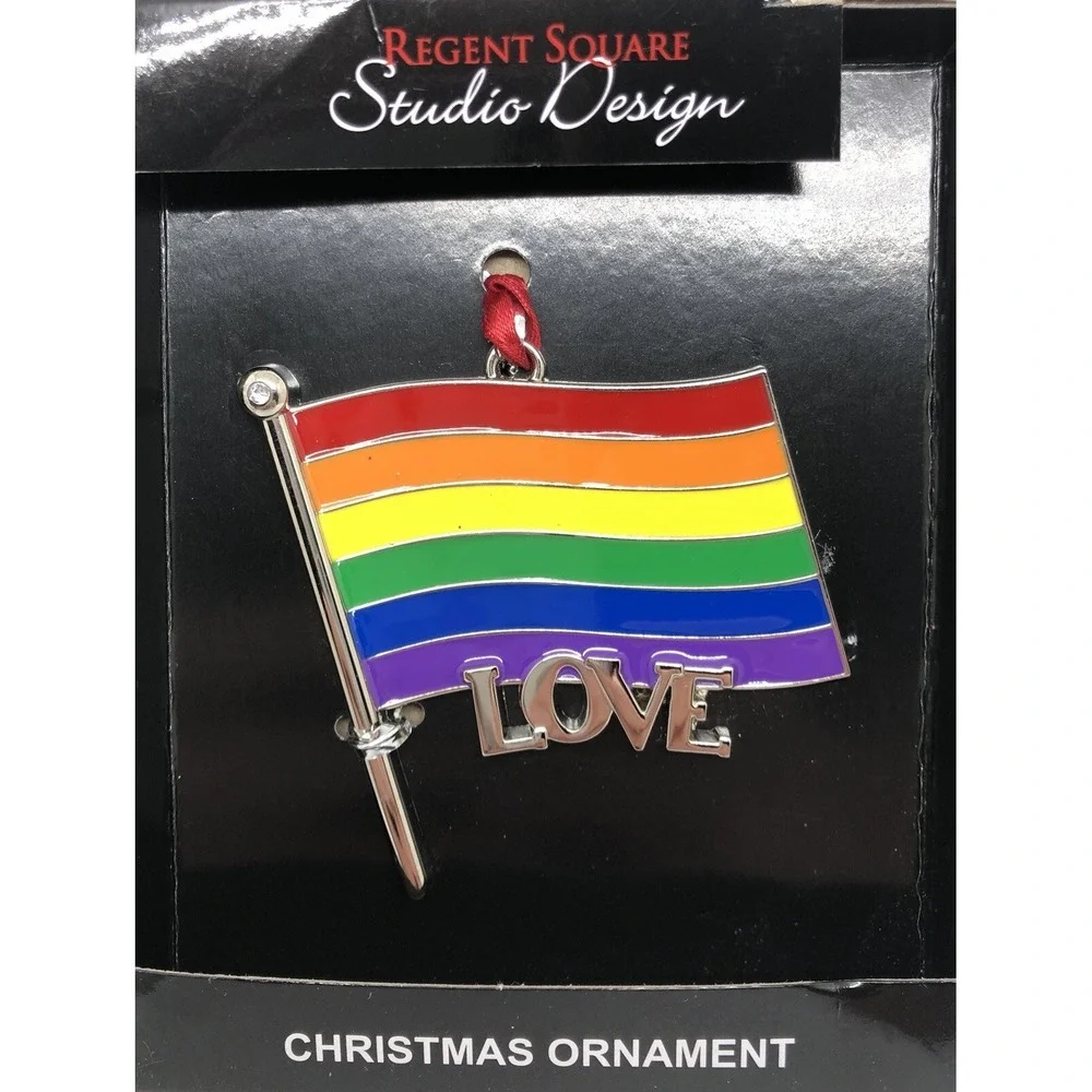 Regent Square Studio Design LOVE Pride Flag  Christmas Ornament LGBTQ+ Ally Gift